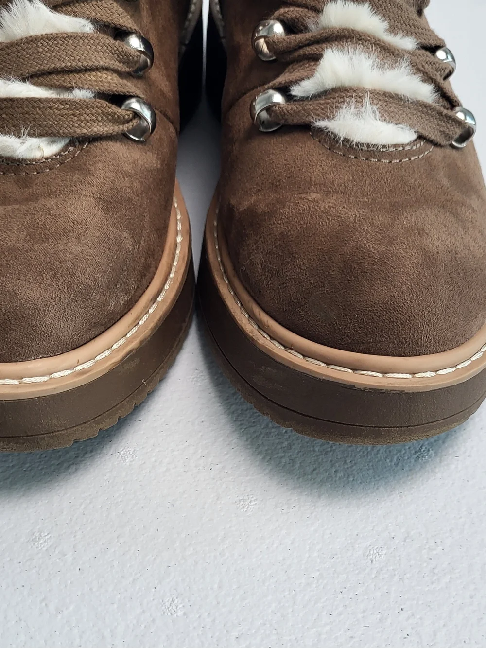 Madden NYC Women's Brown Faux-Fur Lined Suede Lace-Up Boot